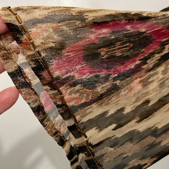 Chico's Sheer Beaded Multicolor Ikat Sheer Flowy Blouse Size 3 - US XL - Picture 3 of 7